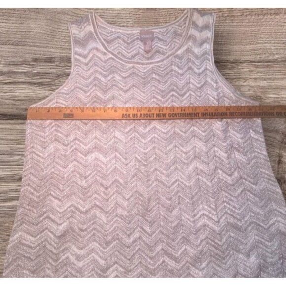 Chicos Sz 3 Silver Chevron Sleeveless Knit Top Size XL Casual Comfort Layering - Picture 4 of 7